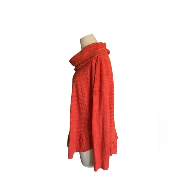 Maeve Sweater Women Medium Cowl Peplum Orange Lightweight Anthropologie Cruise - Picture 3 of 8